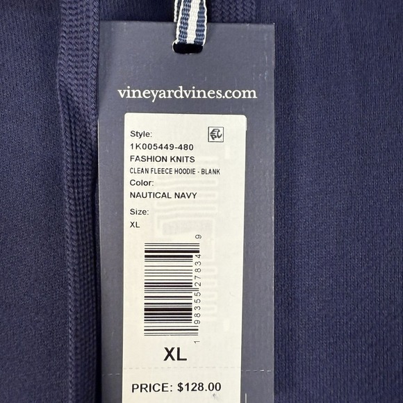 Vineyard Vines Clean Fleece Hoodie Nautical Navy Mens XL Athletic Pullover - Picture 5 of 8